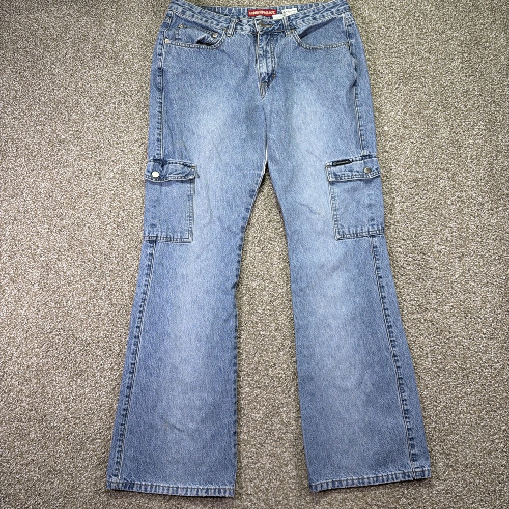 Women's Y2K Union Bay Flare Cargo Jeans Mid Rise Size 11 (32X31) Classic Style